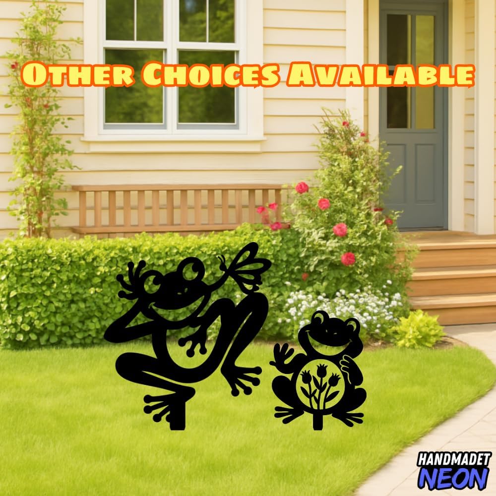 Personalized Frogs Garden Stakes, Custom Frog Metal Gardening Markers, Decorative Outdoor Yard Sign, Art Decor Gifts for Animal Lovers, Grandmother, Grandfather, Mom, Dad