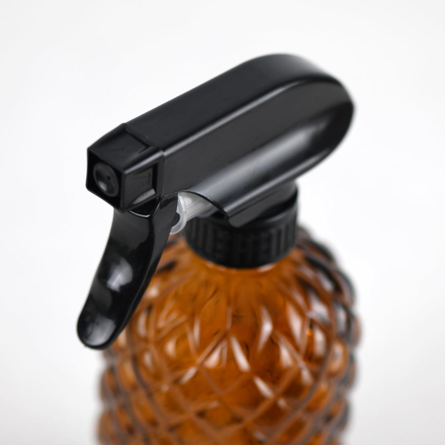 12Oz Glass Plant Spray Bottle, Gem Pattern Glass Sprayer, Watering Can with Black Plastic Top Pump, Handheld Watering Can for Indoor Outdoor Potted Plants and Greenery (Amber)