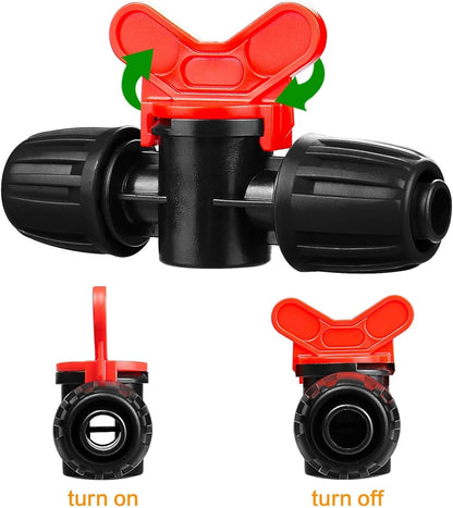8 Pack Drip Irrigation Valve for 1/2 Inch Drip Tubing (1/2" ID x 0.65" OD)：1/2'' In-line Locked Barbed Ball Valve Drip Line Shut Off Valve Parts In Irrigation System for Garden