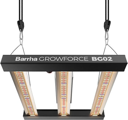 Barrina GrowForce BG02 3 x 3 LED Grow Light, 200W Full Spectrum with Dual Blue & FIR, High PPFD, Dimmable, Hanging Grow Lights for Indoor Plants 4 x 4 Coverage, 60° Lens for Uniform Illumination, ETL
