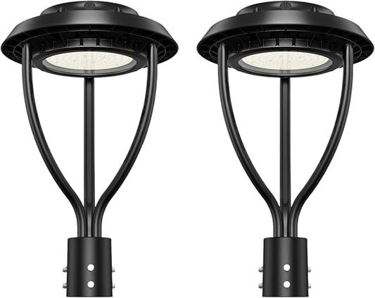 Outdoor LED Post Top Light (5000K-with Built-in Sensor, 60 Watt-2Pack)