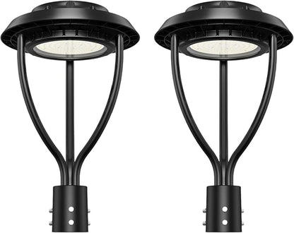 Outdoor LED Post Top Light (5000K-with Built-in Sensor, 80 Watt-2Pack)