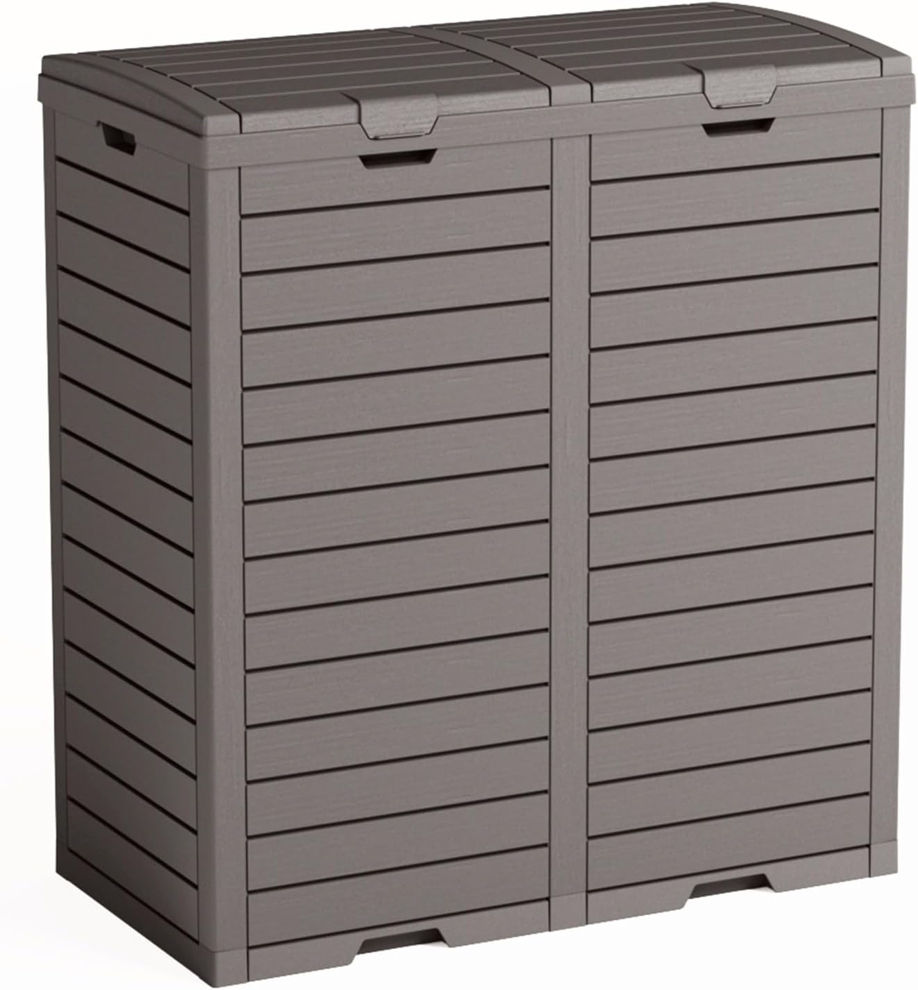 Outdoor Trash Can with lid, Waterproof, UV-Resistant Resin Garbage Can, Lockable Lid and Drip Tray, Animal-Proof, for Patio, Kitchen, Backyard and Deck (Grey, 62 Gallon)