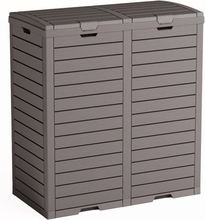 Outdoor Trash Can with lid, Waterproof, UV-Resistant Resin Garbage Can, Lockable Lid and Drip Tray, Animal-Proof, for Patio, Kitchen, Backyard and Deck (Grey, 62 Gallon)