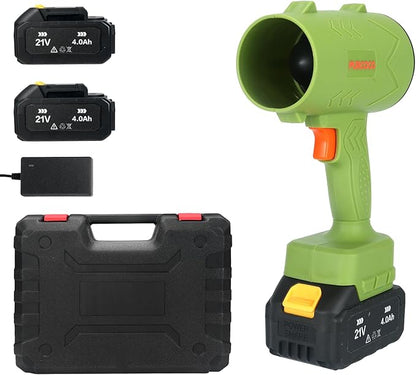 Cordless Leaf Blower Dust Cleaner Handheld Electric Air Duster Jet Dry Mini Blower Turbo Fan for Cars Computer Lawn Care, Patio Cleaning by 2PCS Batteries (Green)