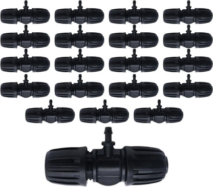 20 PCS Barbed Tee Irrigation Fittings 1/2 Inch to 1/4 Inch Drip-proof Fitting for Irrigation Pipe (1/2 inch to 1/4 inch Barbed Tee)
