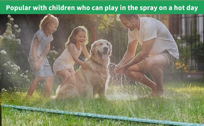 Watoo 2025 Sprinkler Hose & Soaker Hose for Yard - 100 FT Reinforced Flat Garden Hose with Holes, Heavy Duty No-Kink Lawn Irrigation Hose (Includes Stakes, High Pressure Spray)