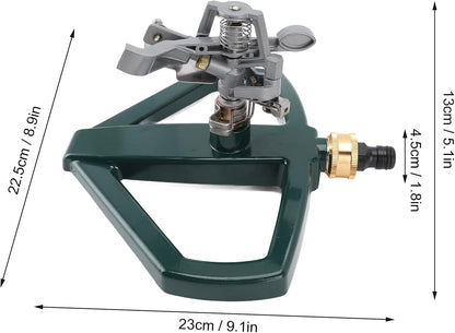 Sprinklers for Yard, 360 Degree Roating Automatic Lawn Sprinkler Heavy Duty Metal Pulsating Nozzle with Metal Base for Large Area Lawn Yard Garden (Silver)