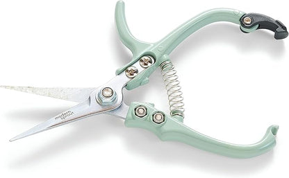 Modern Sprout Pruning Shears - Herb Snipping Scissors- Lightweight Gardening Tools W/Easy Lock - Flower Cutter Garden Shears - Carbon Steel Blade + Reusable Holster (Green, 1-Pack)