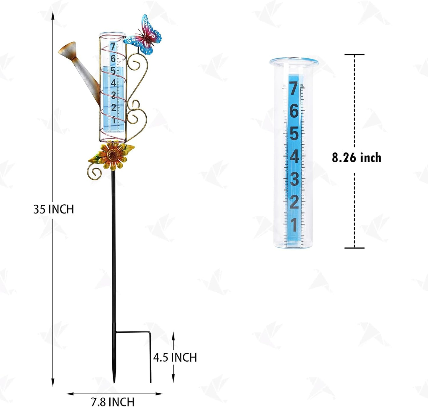MUMTOP Rain Gauge Outdoor Freeze Proof, 36 Inch Large Number Easy Read Water Measure Gauge for Lawn, Yard and Garden(Watering Can)