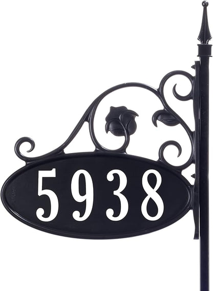 Address America USA Handcrafted Park Place Customized Home Address Yard Sign Custom Address Number Plaque with 47" Pole Weatherproof, Double-Sided, Reflective, Visible - AS