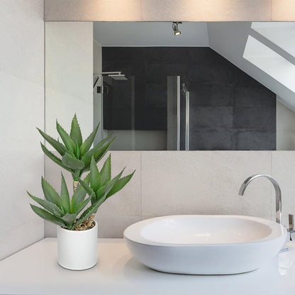 Hollyone Large Artificial Agave Plants Fake Three-Head Agave Succulent Plant Potted 17" Faux Plant Succulent Aloe Vera Plants Indoor for Desk Modern Home Decor