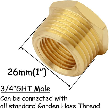 2PCS Brass Garden Hose Bushing 3/4"GHT Male to 1/2"NPT Female Thread Reducer Adapter Water Hose Nipple Reducing Convert Pipe Fittings Connector