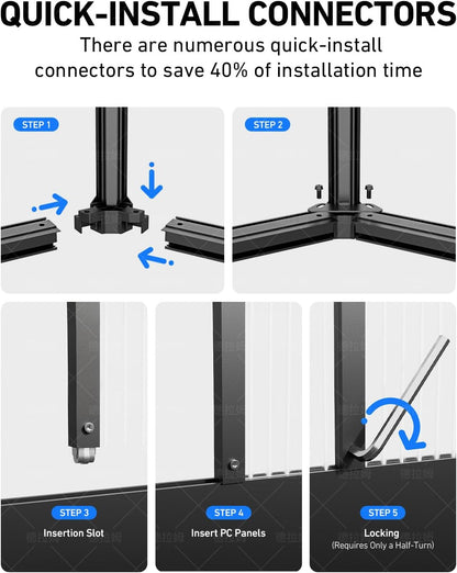 T-Shape Greenhouses, Polycarbonate Green House with UV Protection, Heavy Duty Greenhouse with Windproof Aluminum Frame, Roof Vent & Quick-Install Design for Backyard or Garden Use