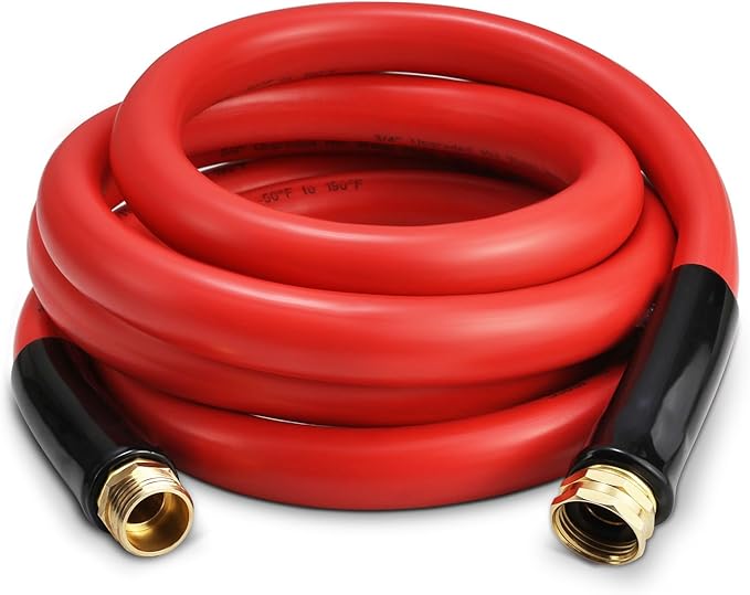 Garden Hose 10 ft x 3/4” Hot/Cold Heavy Duty Water Hose,-50°F to 190°F,Burst 600Psi Flexible Upgraded Rubber Hoses,3/4” Solid Fittings for All-weather Outdoor Lawn & Garden