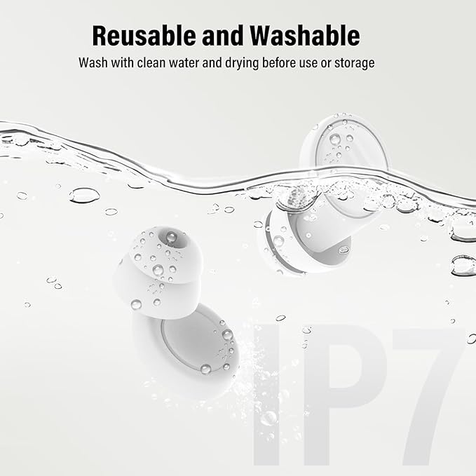 Ear Plugs for Sleeping Noise Cancelling - 35dB Reusable Ear Plugs with 7 Eartips and Carry Case - Flexible Hearing Protection - Replaceable Single/Double Eartips for Sleep, Focus, Travel, Work, White