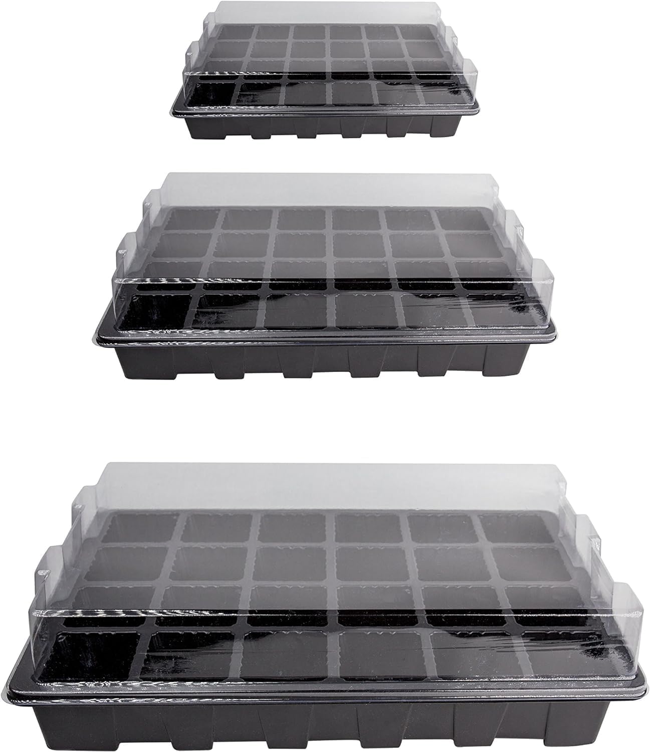 LOVEDAY 10 Pack -240 Cells -24 Grow Trays with Humidity Dome and Cell Insert - Mini Propagator for Seed Starting and Growing Healthy Plants Durable Reusable and Recyclable