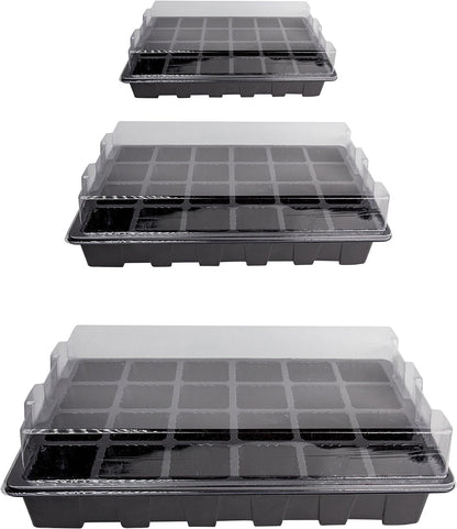 LOVEDAY 10 Pack -240 Cells -24 Grow Trays with Humidity Dome and Cell Insert - Mini Propagator for Seed Starting and Growing Healthy Plants Durable Reusable and Recyclable