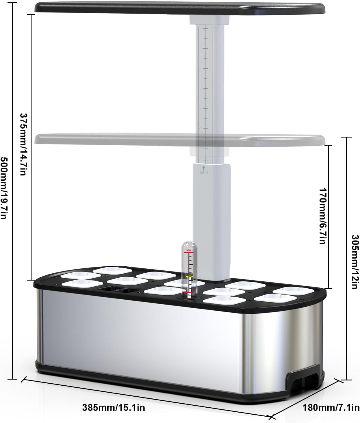 Hydroponics Growing Systems Kit,Smart Indoor Herbs Garden,BHTNYOO/12 Pods 5L Capacity Planting Pots with LED Growth Lights and Intelligent Water Pump,Timer