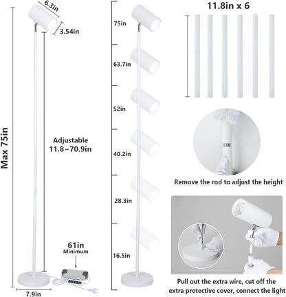 HMVPL 40W Grow Lights Stand for Indoor Plants Full Spectrum, Standing Plant Light for Indoor Growing with COB Plant Light Bulb, 4/8/12H Timer, Tall Growth Floor Lamp for Large Plant (6 Level Height)