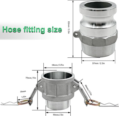 SAFBY 2PCS Type B, Type F, Aluminum Cam Lock Fittings Cam Groove Fitting Camlock Fittings, Male and Female Adapter Male NPT Thread with Whip Stop Hose Restraint