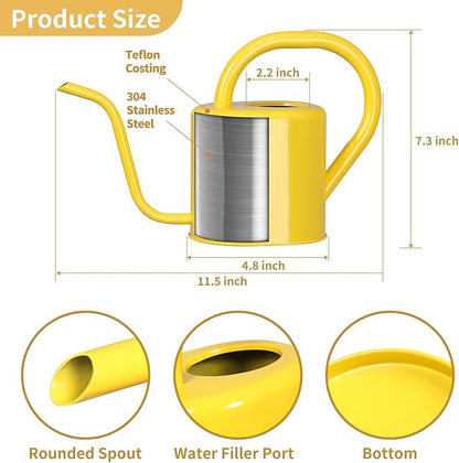 Watering Can, Stainless Steel Watering Can for Indoor & Outdoor Plants, 1L/35oz Long Spout Water Can with Handle, Rust-Proof Plant Watering Pot for House Plants, Garden Flowers