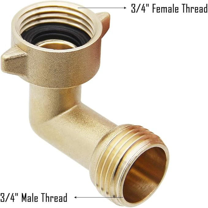 Twinkle Star Garden Hose Elbow Connector 90 Degree Brass Hose Elbow(2pcs) 3/4" Heavy Duty Hose Adapter with 2 O-rings Brass Garden Hose Elbow Solid Brass Adapter