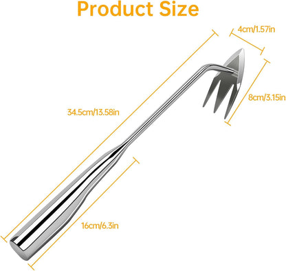 Manual Weed Remover Tool for Lawn and Garden, Heavy-Duty Weed Puller Tool 3-Tooth with Ergonomic Handle, Uprooting Weeding Tool for Gardening Backyard Farm