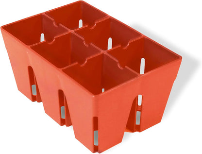 Epic Gardening Reusable Seed Starter Tray - Easy Watering Seed Starting Trays - Gardener Friendly Plant Trays for Seedlings | UV-Treated & BPA-Free -6-Cell Seed Starting Trays - 6 Trays/Terracotta