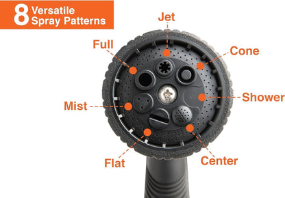 20-Pack Corvid Thumb Control 8-Pattern Garden Hose Nozzle, High-Pressure Adjustable Spray with Ergonomic Soft-Grip Handle and Durable Metal Construction, Ideal for Lawn & Garden, Car Washing
