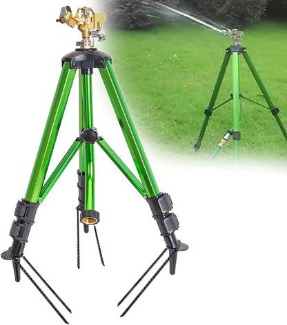 BAUSATZ Outdoor Water Sprinkler for Yard Lawn Sprinkler with Brass Sprinkler Head Tripod Hose Sprinkler 360 Degree Rotating Tripod Sprinkler Adjustable Garden Sprinkler Heavy Duty Impact Sprinkler 1pc