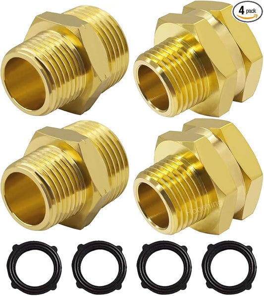 Hooshing Garden Hose Adapter 3/4 Inch GHT to 1/2 Inch NPT Brass Hose Connectors Water Hose to Pipe Thread Fittings Washers