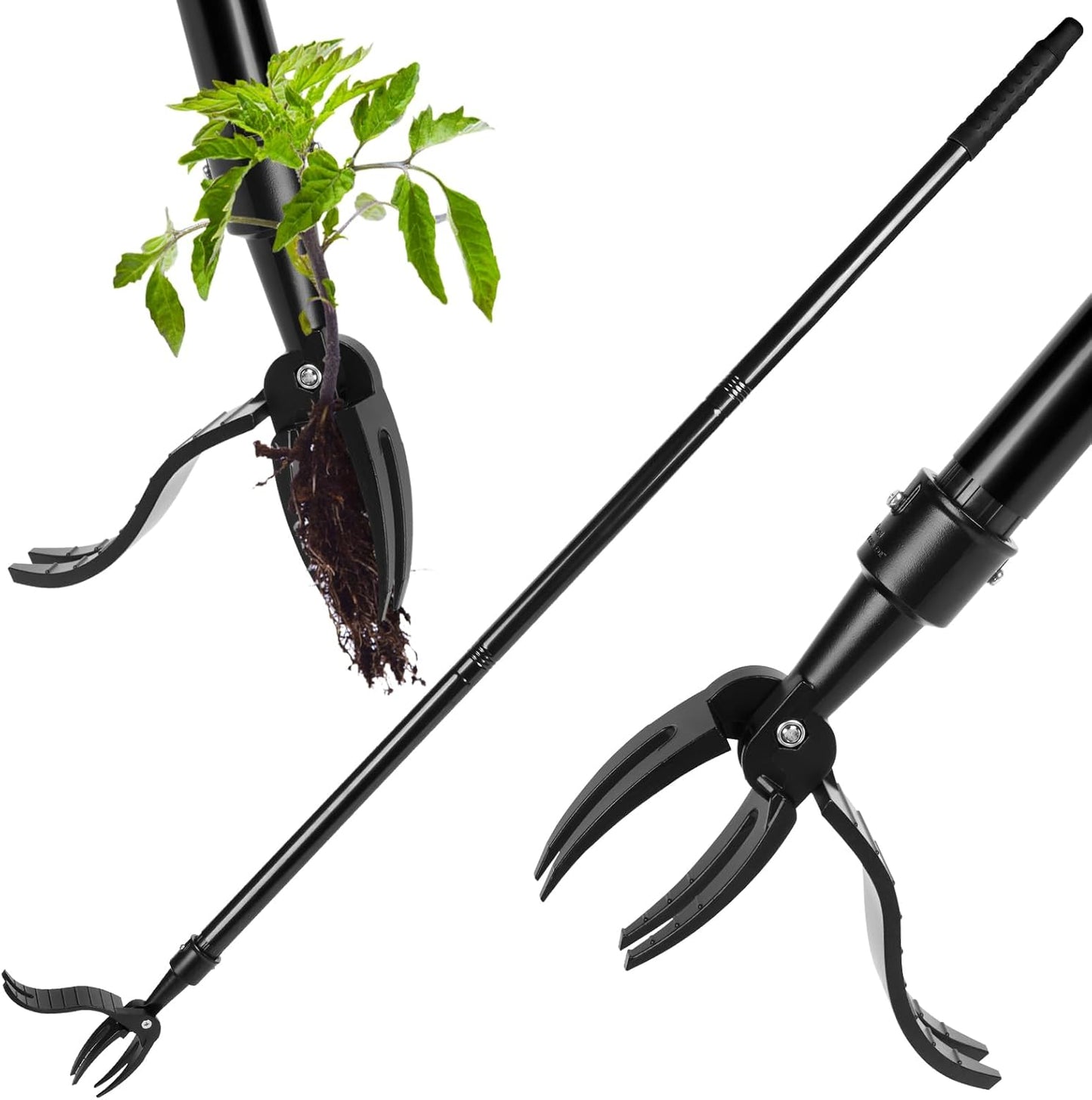 Manual Weed Puller Tool - 4-Claw Steel Head - Efficient Weed Remover with Long Handle for Garden Weeding Easily Remove Weeds Effortlessly Without Kneeling