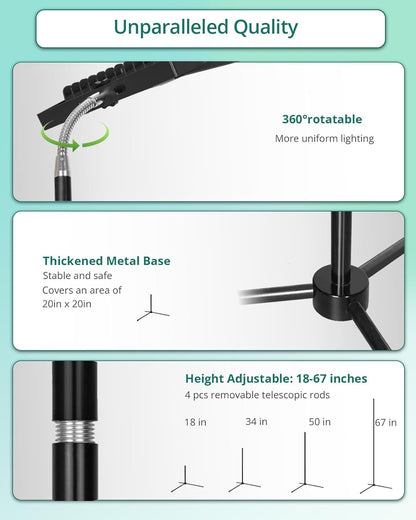 DOMMIA Grow Lights for Indoor Plants, Full Spectrum Tall Plant Light, Dimmable, Adjustable Tripod Standing Grow Lamp Floor Refugium Lamp for Aquarium, 45W 66in, 6/12/16h