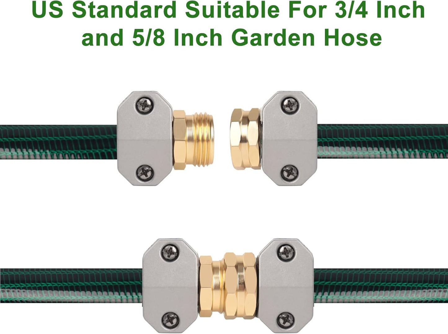 Hose repair kit,（3 Sets）garden hose repair Fittings Aluminum Female and Male With Zinc Clamp Water Hose End Repair Connector Fit 3/4 Inch And 5/8 Inch Garden Hose，garden hose repair kit