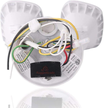 RuggedGrade 20W Turin II Series LED Security Wall Light - Adjustable LED Flood Light - 1,750 Lumens - 5000K Bright White - Dusk to Dawn P/C Sensor - White Housing - Outdoor LED Light | DLC 5.1 Premium