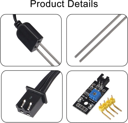 Soil Moisture Sensor, Icstation Humidity Detector, with Corrosion Resistant Probe, Digital Analog Signal Output for Arduino Raspberry Pi Garden Automatic Watering System (4Sets)