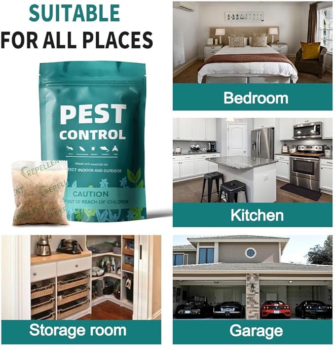 Pest Control Pouches, Rodent Repellent Repel Mice, Mouse, Rats, Ants, Roaches, Spiders, Moths & Other Pest, Mouse Rat Repellent Safe for Kids & Pets, Mice Repellent 12P
