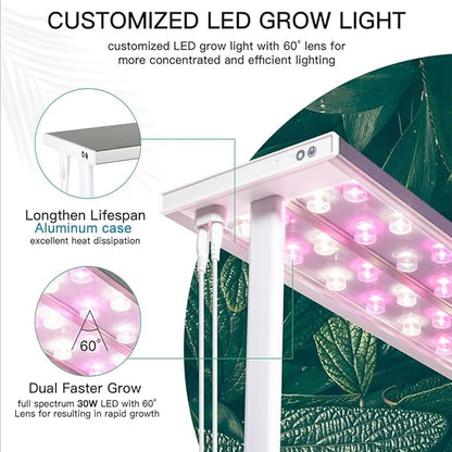 Large Hydroponics Growing System kit with Trellis,Smart Indoor Hydroponic Gardening System with LED Grow Light, Indoor Hydroponic Grow Kit for Tomato,Pepper,Cucumbers(7L,Pump)