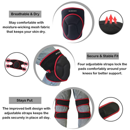 Knee Pads for Gardening,Flooring - Thick EVA Foam Cushion, Non-Slip Silicone & Adjustable Straps (S/M/L), Breathable Unisex Garden Kneeling Pad with Extended Comfort