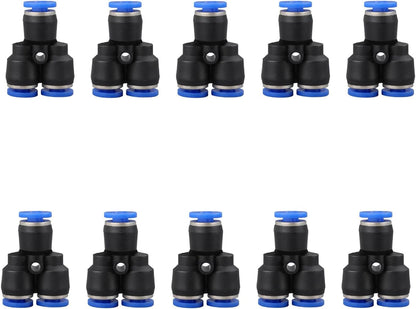 6mm OD Y splitter Push to connect Fittings,push to connect air fittings, air line push connectors (10 Pcs)