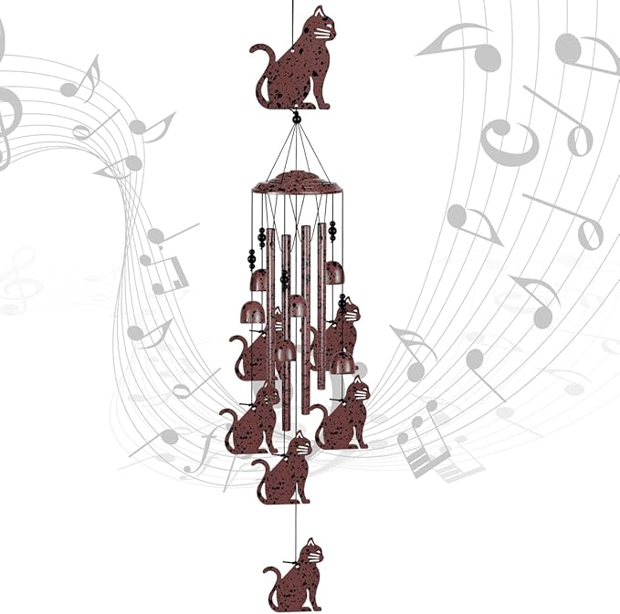 Cats Wind Chimes Outdoor/Indoor Decoration -Hand-Made Cats Wind Catcher, Music Wind Chimes, Cat Chimes, Blessing Wind Chime, Mobile Cat Wind Bells Gifts for Mom,Home,Balcony,Tree,Festival,Garden Decor