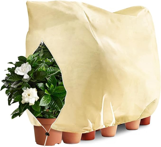 LangRay Plant Covers Freeze Protection, Winter Frost Cloths 2.8oz/yd² with Zipper and Drawstring, Garden Cover Protective Blankets for Outdoor Plants Fruit Palm Olive Trees (79in*94in 1pc)