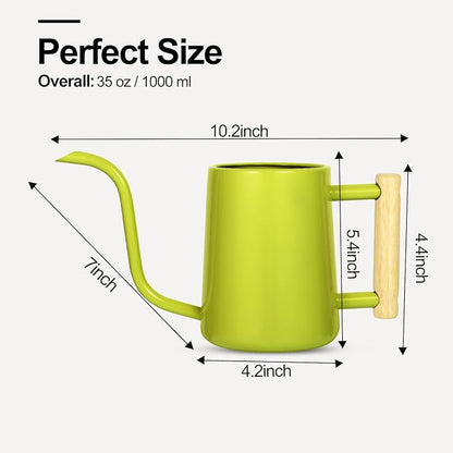 Watering Can Indoor Plants, 35 oz/1000 ml Metal Stainless Steel Watering Can Pot with Long Spout for Indoor House Plants Bonsai Outdoor Garden Flower Decorative (Bright Green)