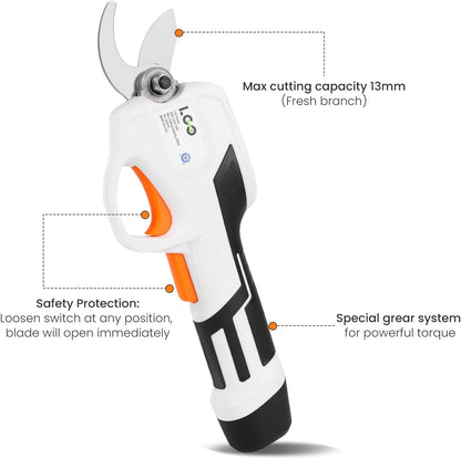LIGO 7.2V Cordless Pruner for Garden Care with Safety Protection, Max 13mm Cutting Diameter incl. 2.0Ah Built-in Battery&Charger