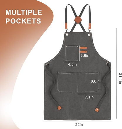 Multi-Functional Men's Tool Apron, Multi-Pocket Canvas Apron, Woodworking, Mechanic, Blacksmith, Waiter Work Apron
