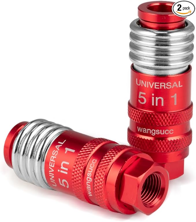 5 In 1 Universal Quick Industrial Connect Coupler Air Hose Fittings 1/4” Body Size 5-in-1 Quick Connect Air Fitting Air Compressor Accessories Fitting (2 PCS)