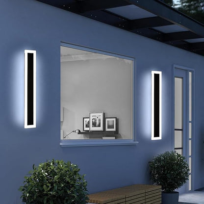 Upgrade Widened 2 Pack 31.4inch Modern Outdoor Wall Sconce, 3 Color 3000K/4500K/6000K, 31W, IP65 Waterproof Long Wall Lights, Minimalist Linear Wall Lamps Lighting for Balcony, Patio, Porch, Garage