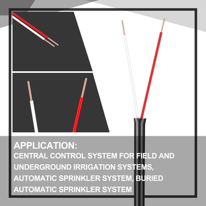 Hoolerry Solid Sprinkler System Wire 18 Gauge Irrigation Wire with UV Resistant PVC Jacket Sprinkler Cable for Underground Irrigation Field Central Control System 30v Ul Listed(18/2, 250 Ft)