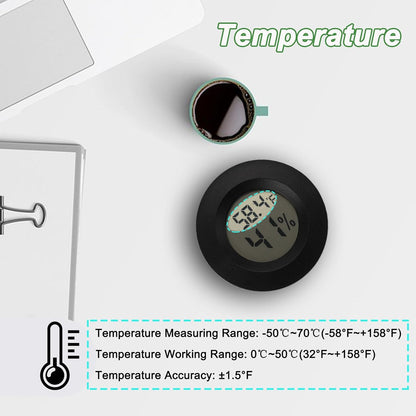Mini Hygrometer Thermometer Digital Humidity Meter Indoor/Outdoor Humidity Monitor Reptile Thermometer for Humidors Greenhouse Garden Cellar Fahrenheit(℉)/ Celsius(℃) 2 Pack